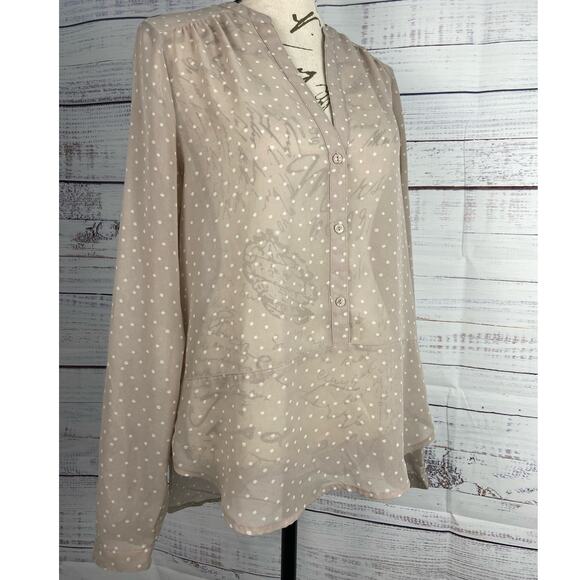 Maurices Popover Blouse Top Womens S Sheer V Neck Polka Dot Long Sleeves Classic - Picture 1 of 11